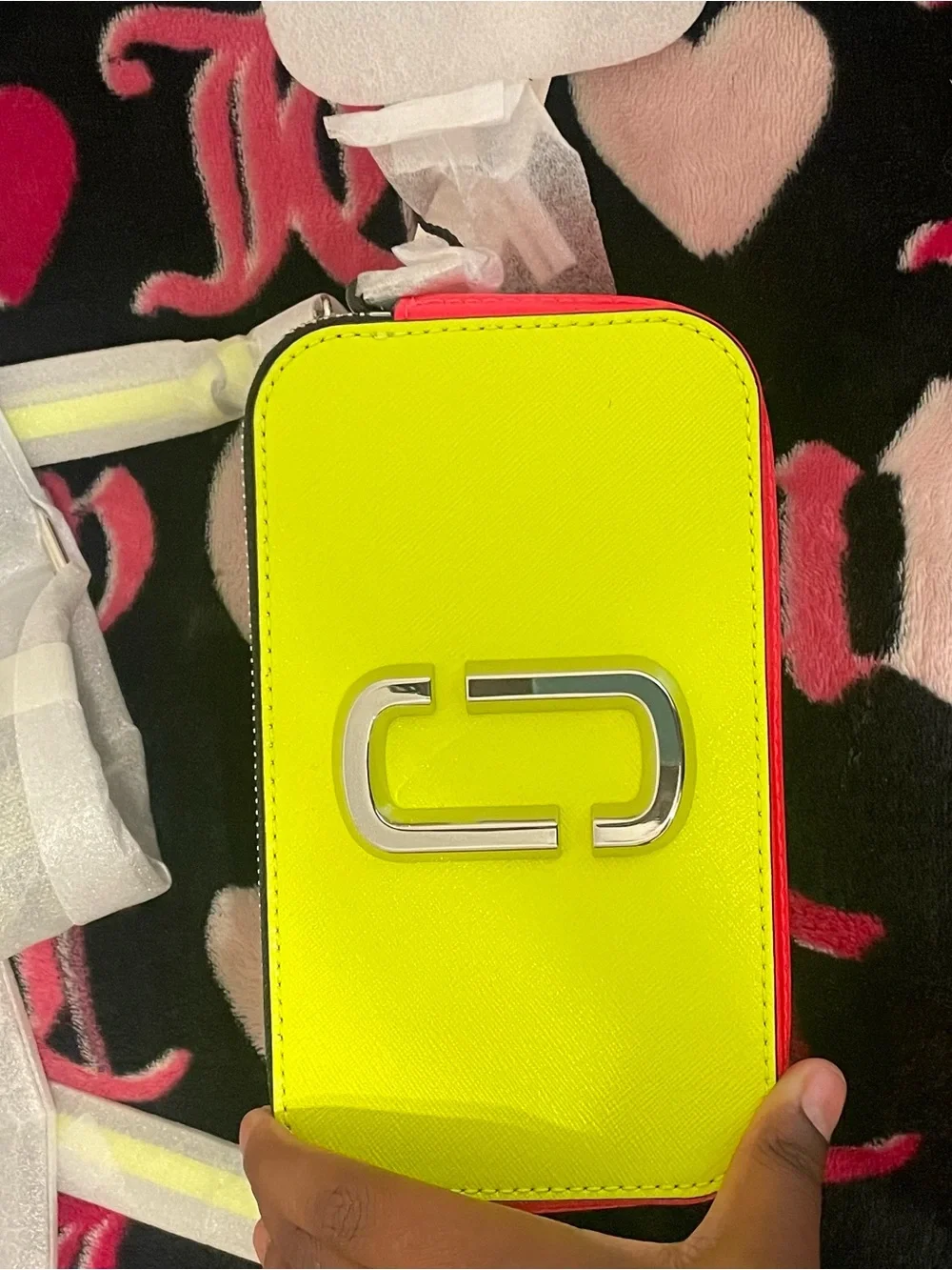 Marc Jacobs Neon Yellow and Pink Snapshot Camera Crossbody